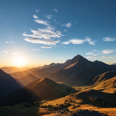 Sunrise over mountain landscape in autumn