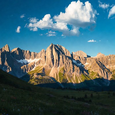Mountains under blue sky at sunset