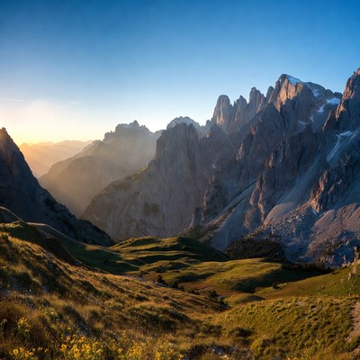 Mountain landscape with sunset view