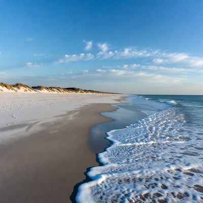 Waves meet sand at the shoreline