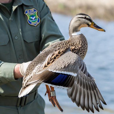 Wildlife rescue of a duck in the field