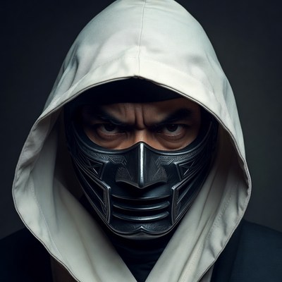 Warrior in hood and mask