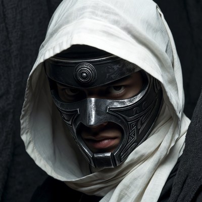 Masked figure in dark setting