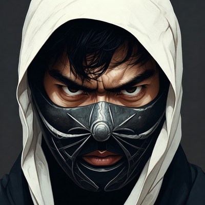 Close-up of a masked warrior