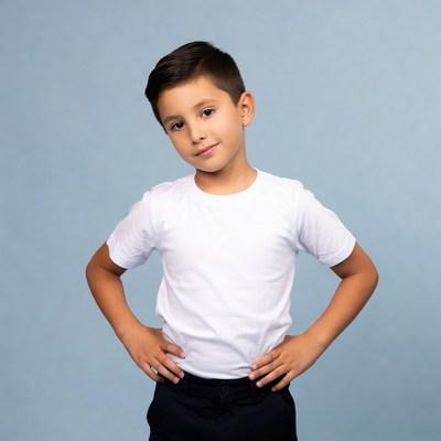 Boy posing with hands on hips