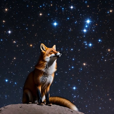 Fox looks up at stars