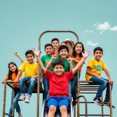 Kids enjoying playground activities together