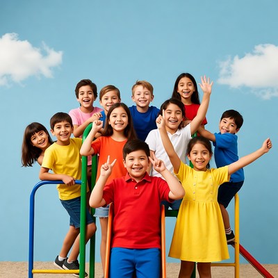 Children playing together on playground