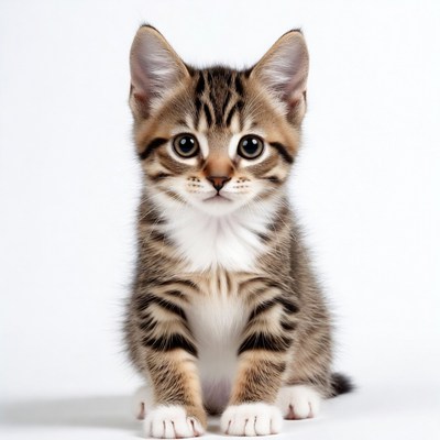Cute kitten sitting on white background