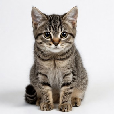 Cute kitten sitting on white background