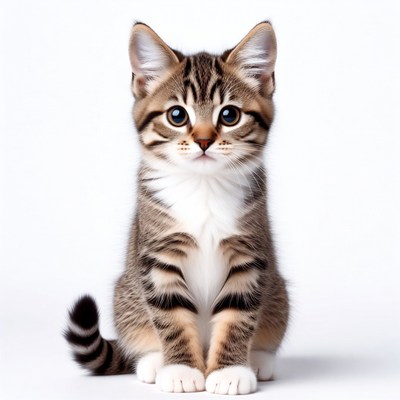 Cute kitten sitting on white background
