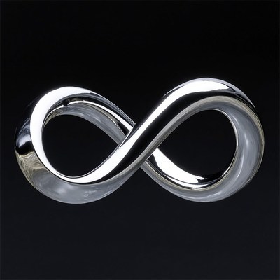 Sculpture of infinity symbol in silver