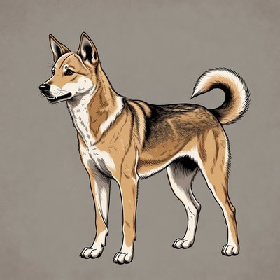 Dog standing illustration on plain bg
