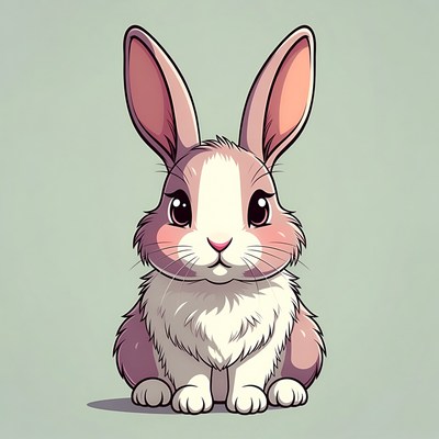 Cute rabbit sitting on plain background