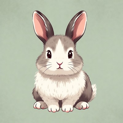 Cute bunny sitting on green background