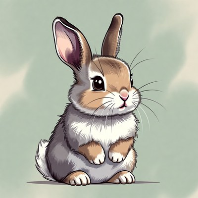 Cute rabbit sitting upright in an illustration