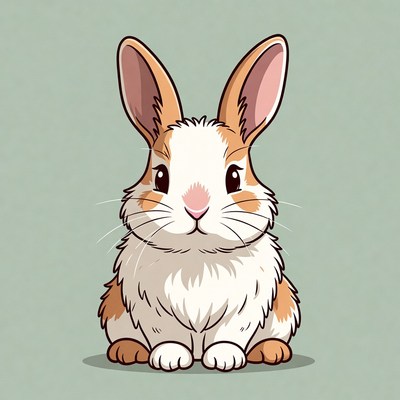 Cute rabbit sitting on plain background