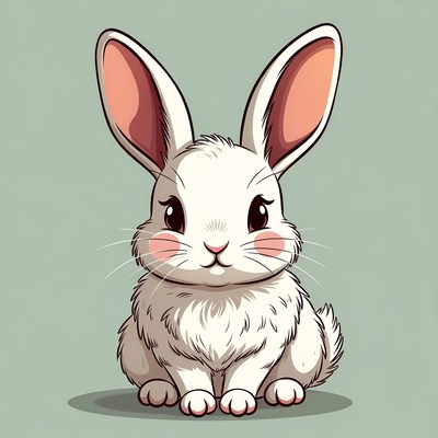 Cute bunny sitting on plain background