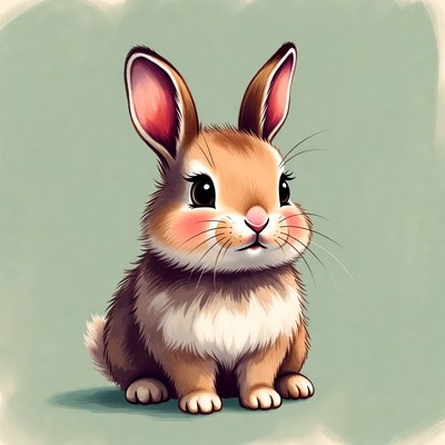 Cute rabbit sitting on green background