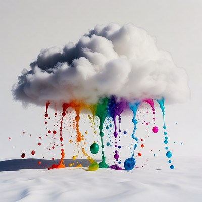 Colorful cloud with paint drops