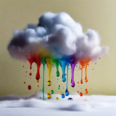 Colorful cloud with rain drops