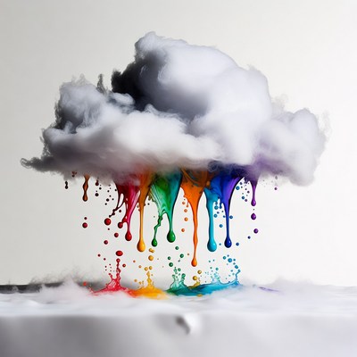 Colorful cloud with paint drips