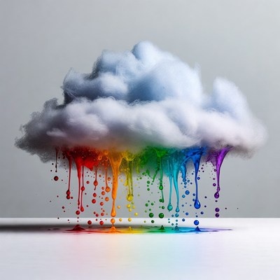 Cloud with colorful rain drops