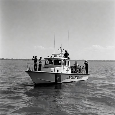 Coast guard boat in open water