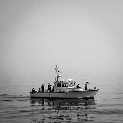 Fishing boat on calm water