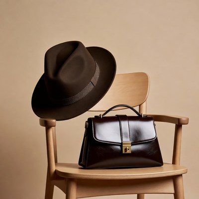 Hat and bag on chair