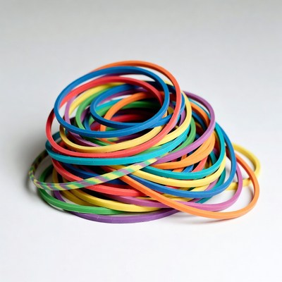Colorful rubber bands in a pile