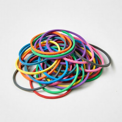 Colorful rubber bands in a pile