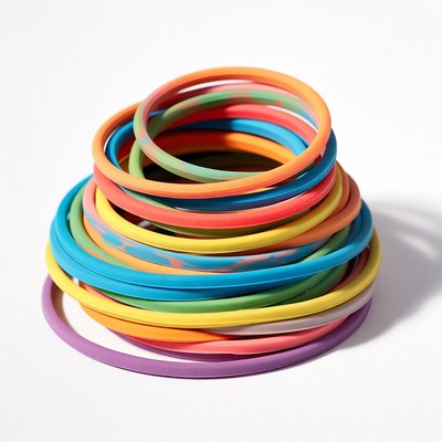 Colorful rubber bands stacked together