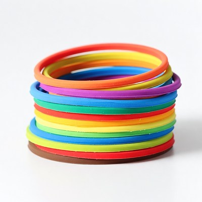Colorful rubber bands stacked together