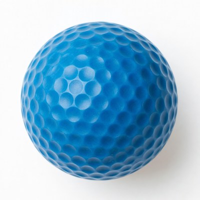 Blue ball on white surface