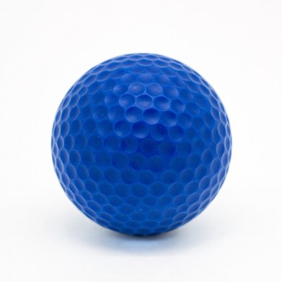 Blue rubber ball on white background