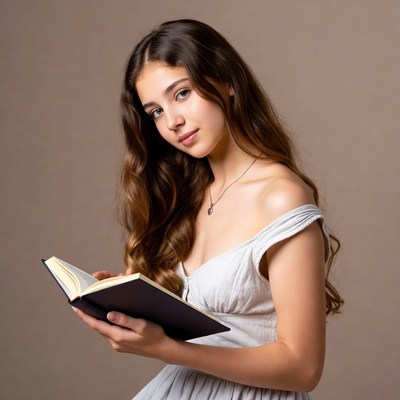 Young girl reading a book indoors