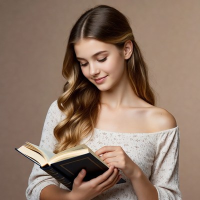 Young woman reading book indoors