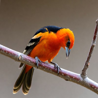 Colorful bird perched on twig