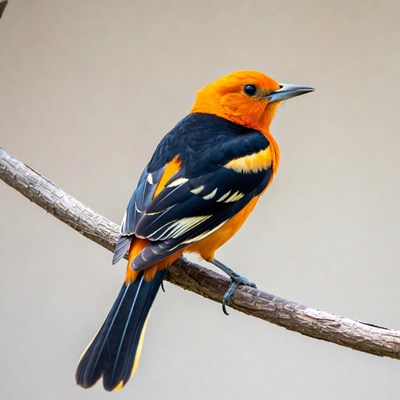 Bright bird on branch in nature