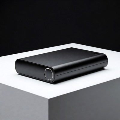 Black portable charger on display