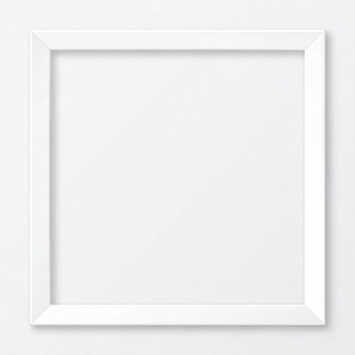 Blank white frame on white wall