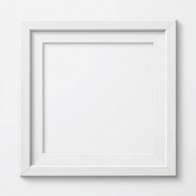 Empty white frame on wall
