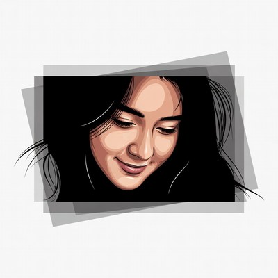 Smiling woman with long hair