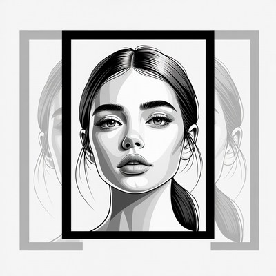 Portrait of a woman in black and white