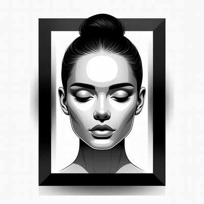 Woman's face within a frame