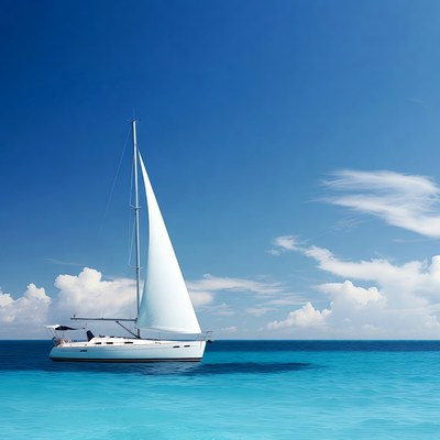 Sailboat on clear blue water