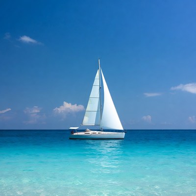 Sailboat on the calm ocean water