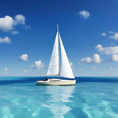 Sailboat on clear blue water
