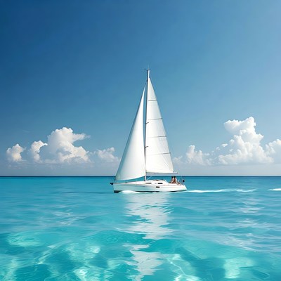 Sailboat on clear blue water